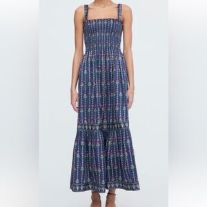 Hill House The Anjuli Nap Dress - Navy Trailing Fern